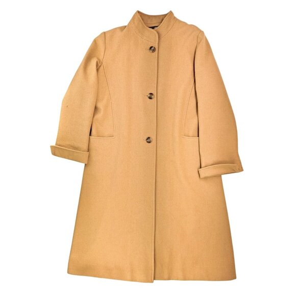 Vintage Gino Rossi For Wilson Camel Hair Coat Women Size 12 Pockets Button Front - Picture 2 of 13